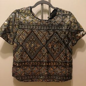 Black gold sequin top
